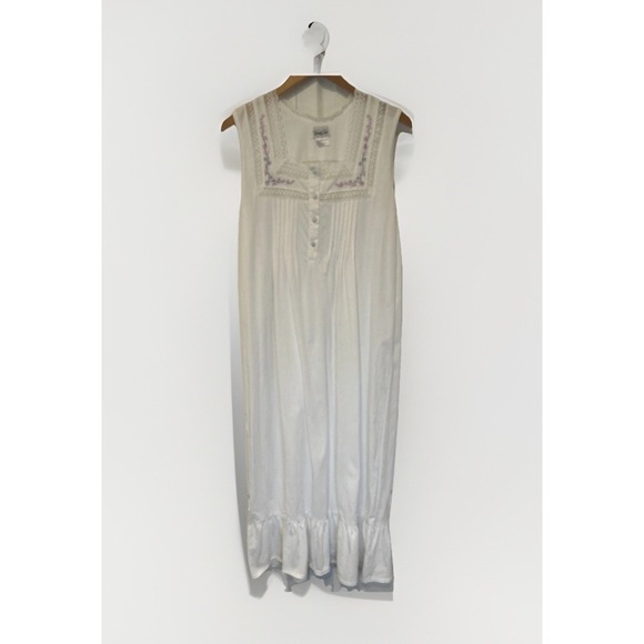 Vanity Fair Vtg White‎ Long Nightgown Dress Womens Sz M Cottagecore Grannycore - Picture 1 of 8